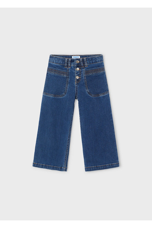 Pantalón Vaquero Cropped Azul Medio