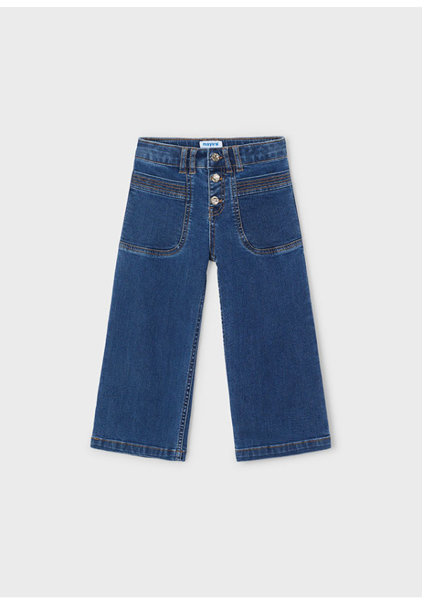 Pantalón Vaquero Cropped Azul Medio
