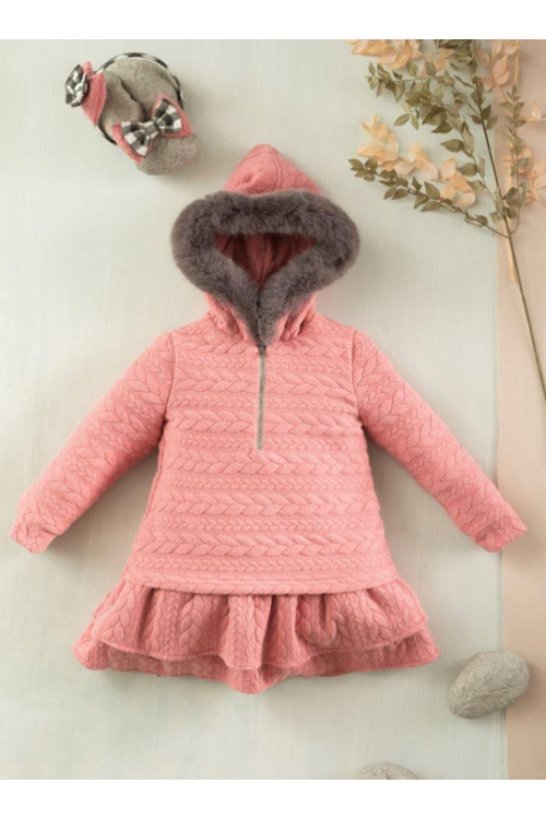 Vestido Capucha Rosa