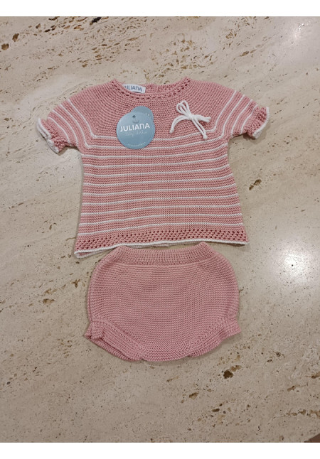 Conjunto 2p Rosa Empolvado/Blanco
