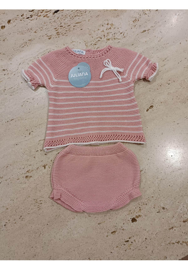 Conjunto 2p Rosa Empolvado/Blanco