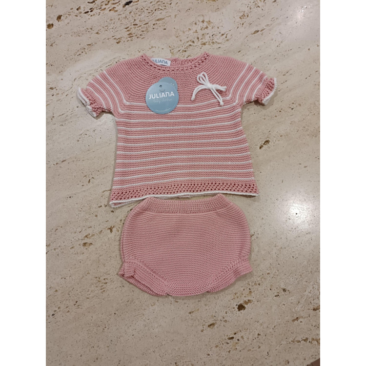 Conjunto 2p Rosa Empolvado/Blanco