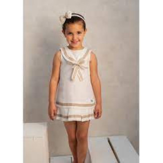 Vestido Lino Blanco/Tostado