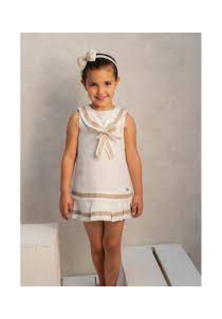 Vestido Lino Blanco/Tostado