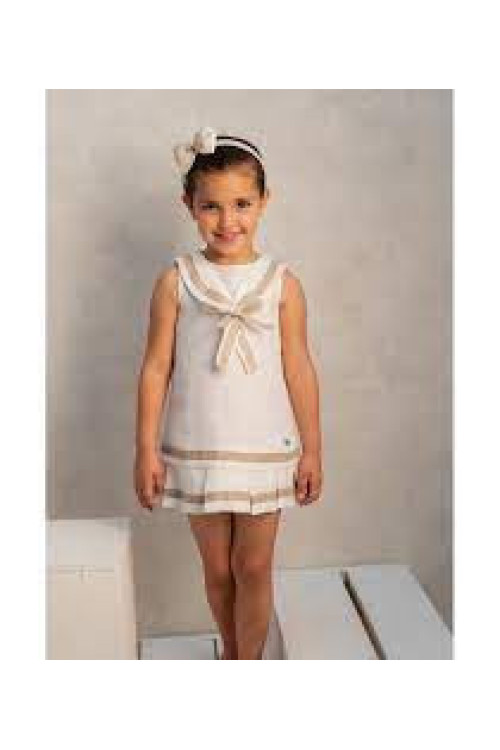 Vestido Lino Blanco/Tostado
