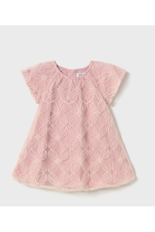 Vestido Tul Flores Rosa