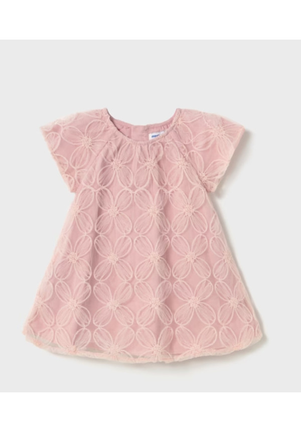Vestido Tul Flores Rosa