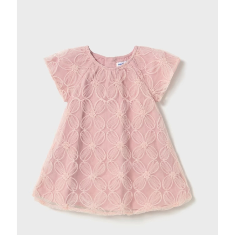 Vestido Tul Flores Rosa