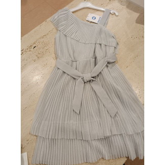 Vestido Plisado Plata