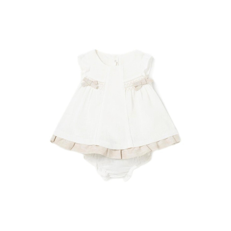 Vestido 2p Crudo Lazos