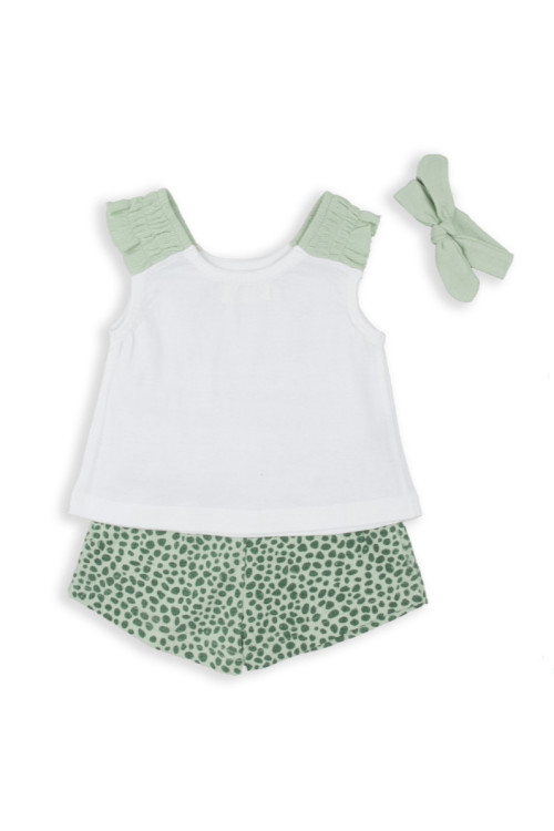 Conjunto 2p + Cinta Pelo Perros Verde Agua