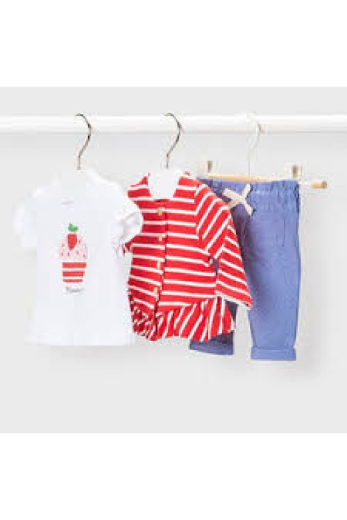 Conjunto 3p rayas rojo