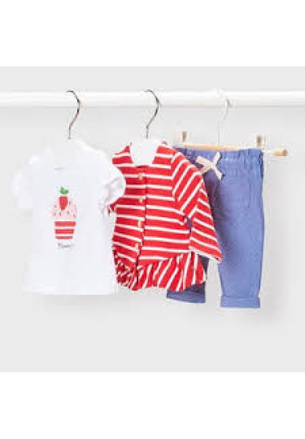 Conjunto 3p rayas rojo