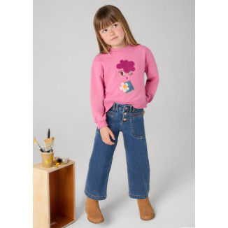 Pantalón Vaquero Cropped Azul Medio