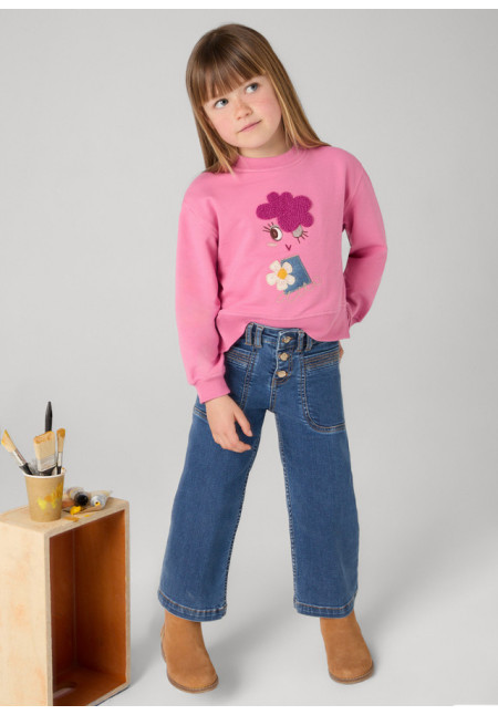 Pantalón Vaquero Cropped Azul Medio