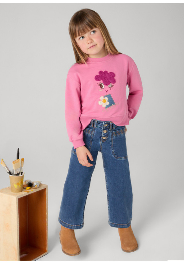 Pantalón Vaquero Cropped Azul Medio