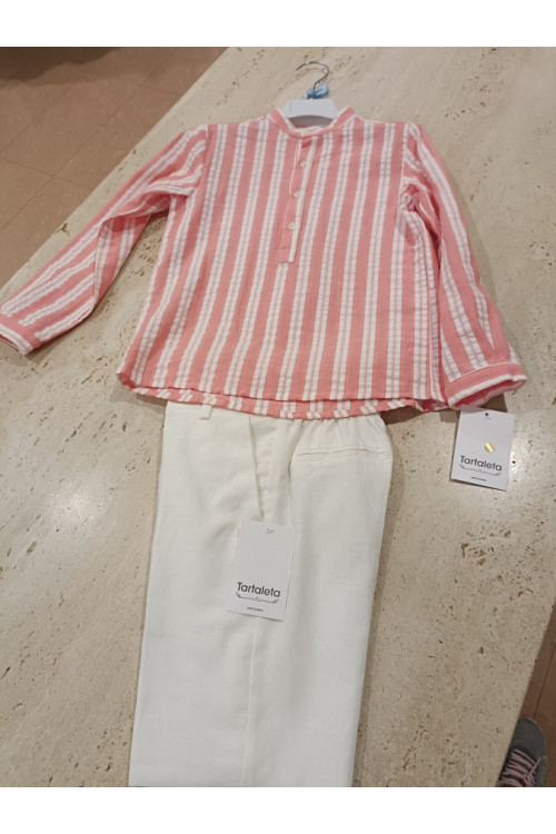 Conjunto 2p Coral/Blanco