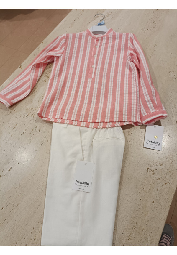 Conjunto 2p Coral/Blanco