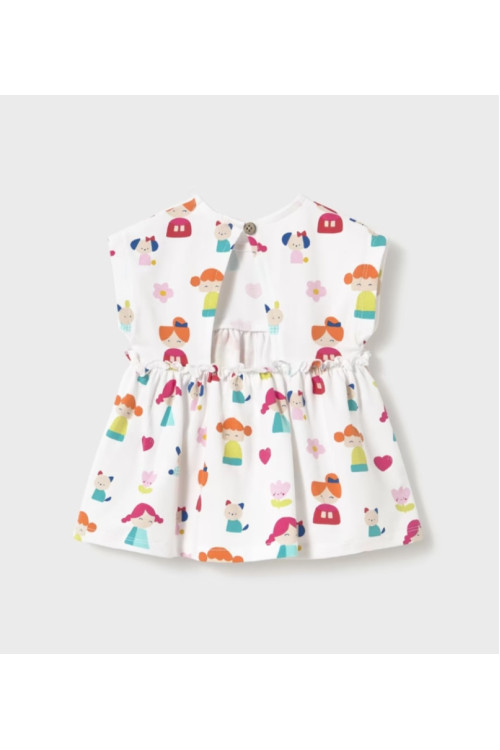 Vestido Punto Estampado Blanco