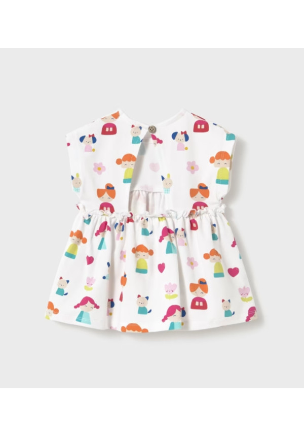 Vestido Punto Estampado Blanco