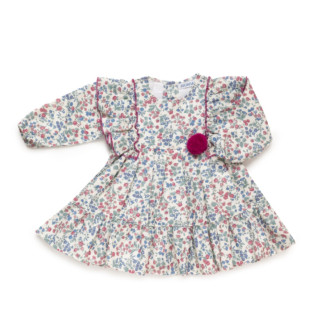 Vestido Flores Pompón