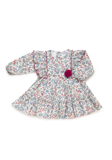 Vestido Flores Pompón