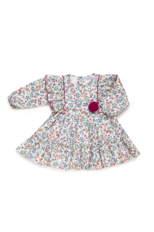 Vestido Flores Pompón