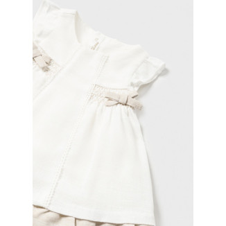 Vestido 2p Crudo Lazos