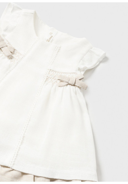 Vestido 2p Crudo Lazos