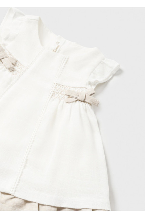 Vestido 2p Crudo Lazos