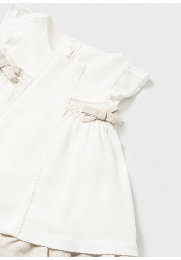 Vestido 2p Crudo Lazos
