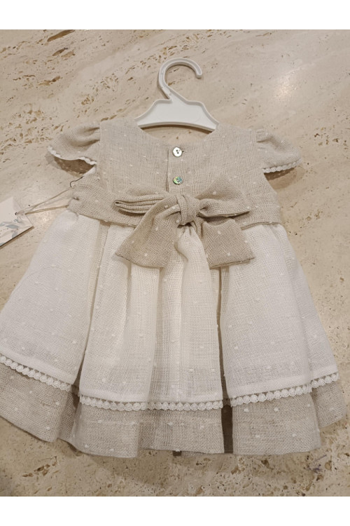 Vestido Ceremonia Tostado/Blanco
