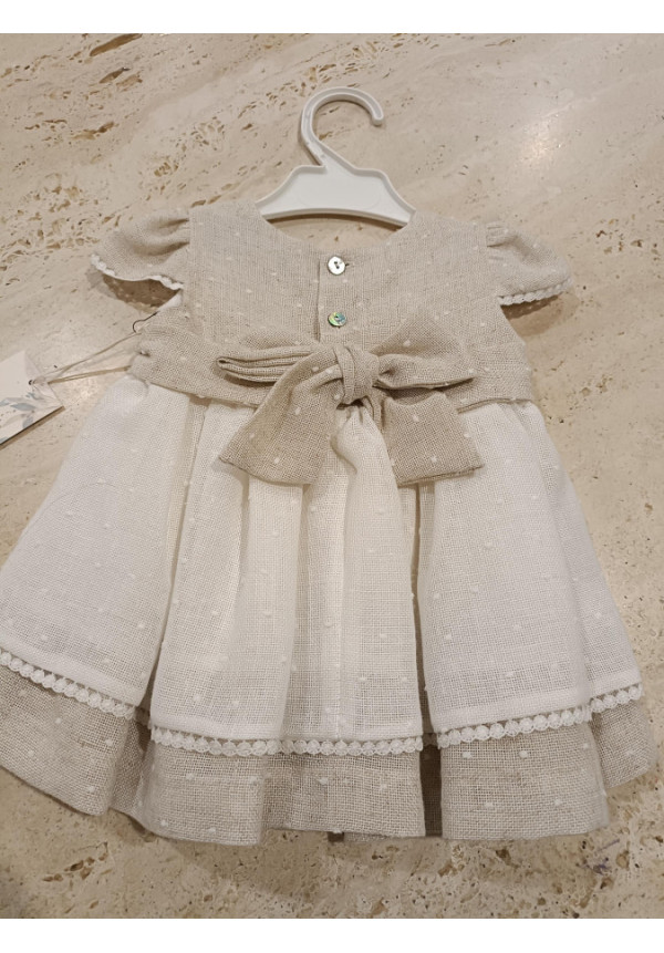 Vestido Ceremonia Tostado/Blanco