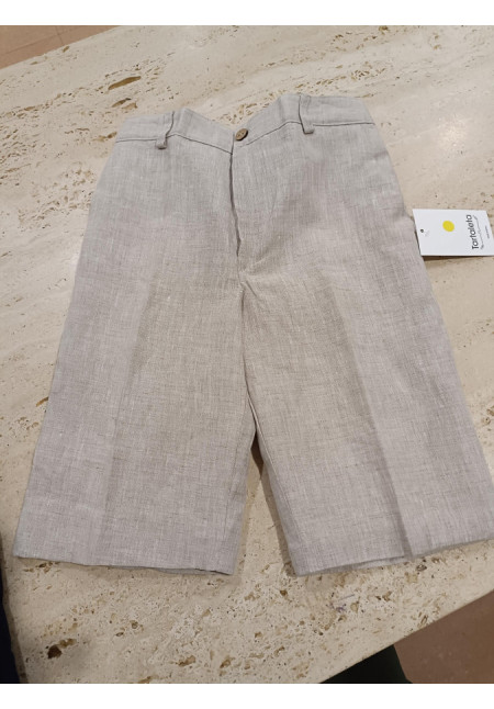 Pantalón Corto Vestir Lino Tostado