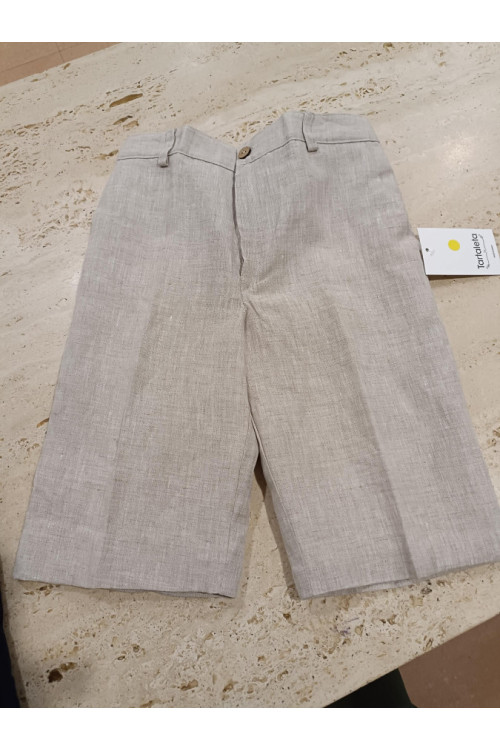 Pantalón Corto Vestir Lino Tostado