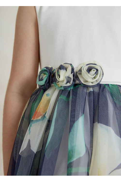 Vestido Estampado Flores Tul