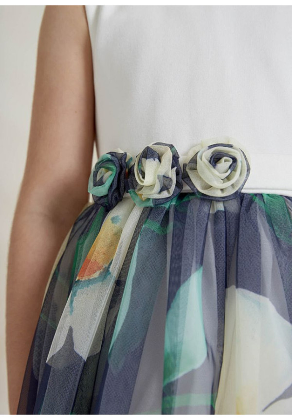 Vestido Estampado Flores Tul