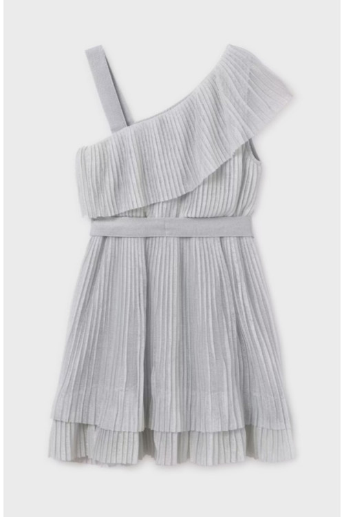 Vestido Plisado Plata
