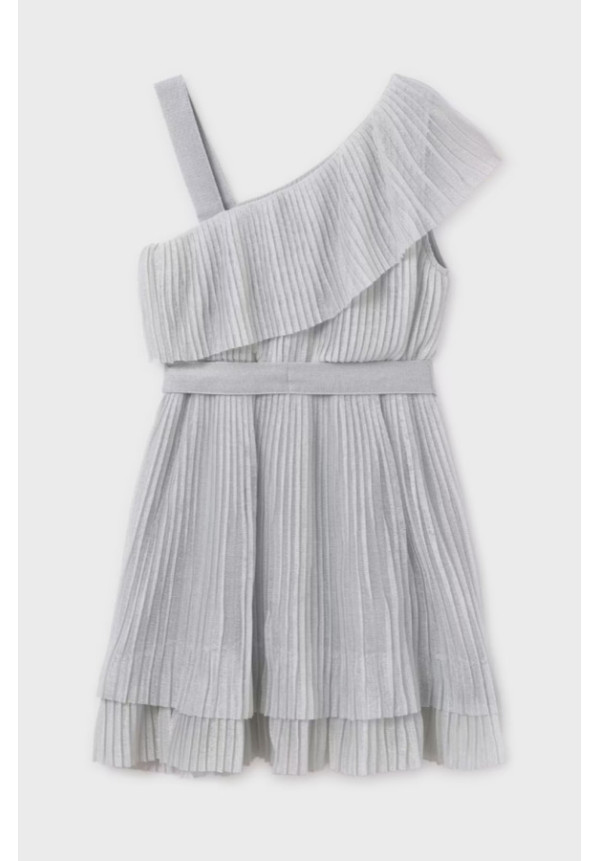 Vestido Plisado Plata