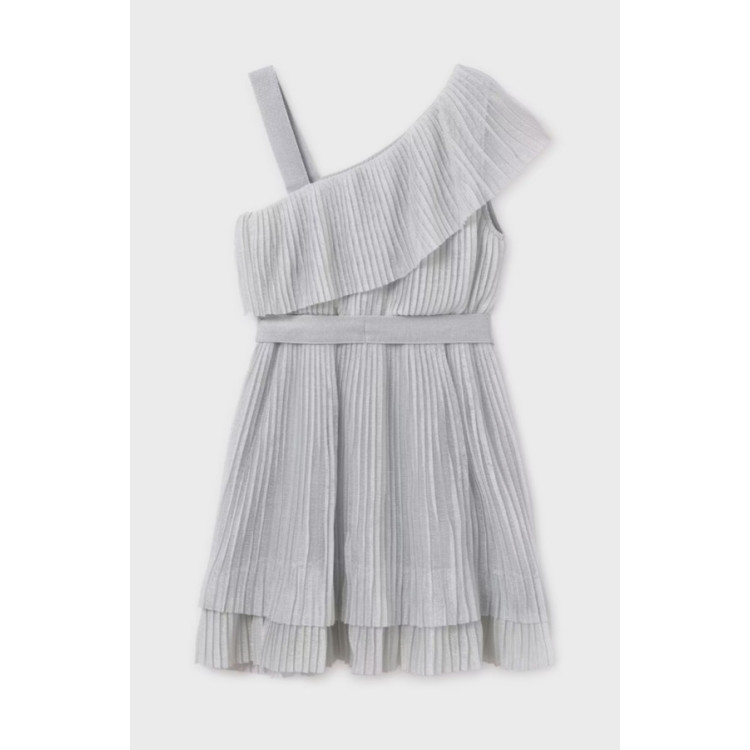 Vestido Plisado Plata