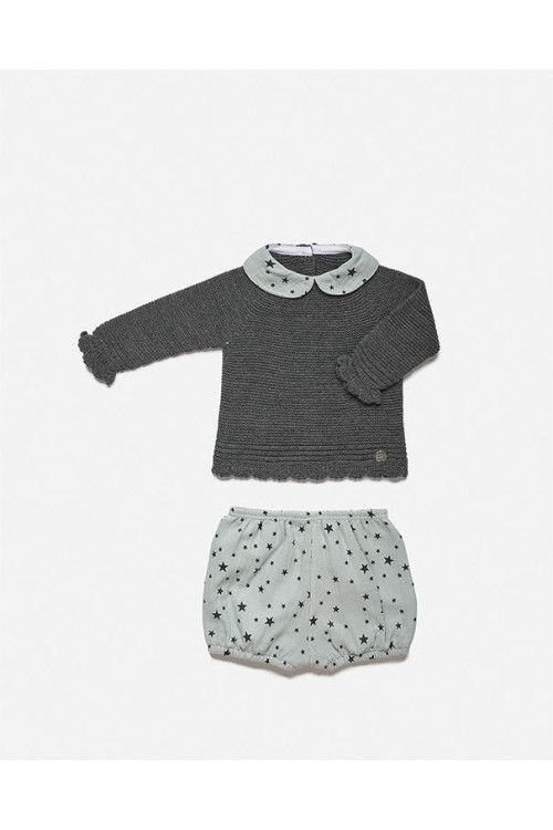 Conjunto 2p Estrellas Gris