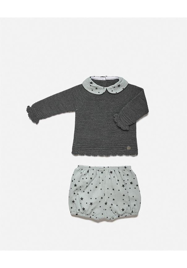 Conjunto 2p Estrellas Gris