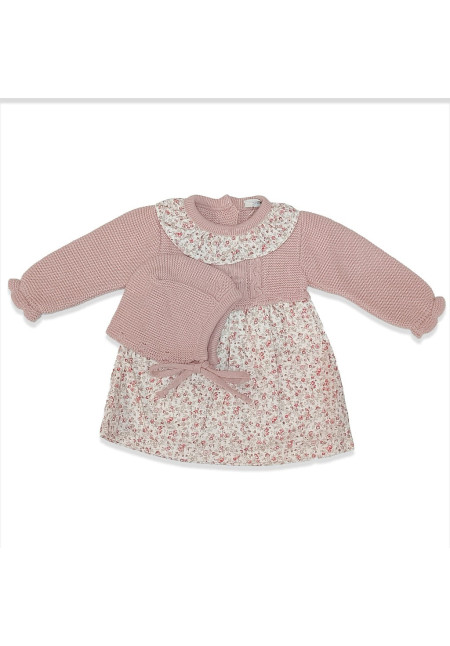 Vestido Punto + Capota Rosa