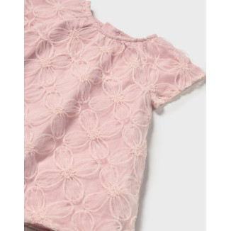 Vestido Tul Flores Rosa