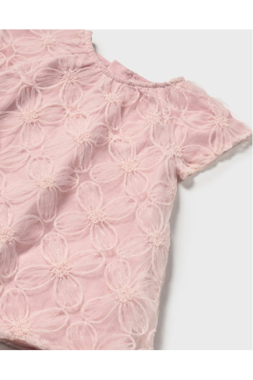 Vestido Tul Flores Rosa