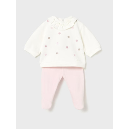 Conjunto Polaina 2p Rosa Lunares