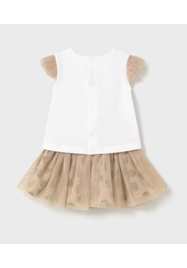 Conjunto 2p Tul Corazones Tapioca