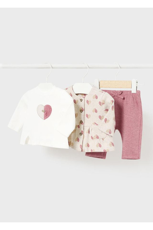Conjunto 3p Mid Rose Corazones