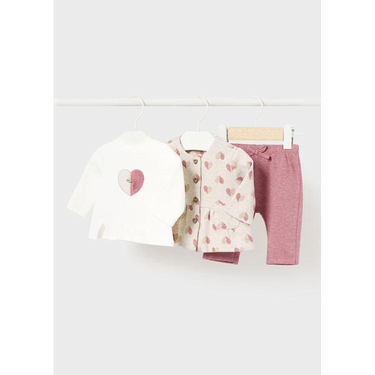 Conjunto 3p Mid Rose Corazones