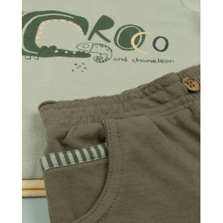 Conjunto 2p Crocodile Caqui